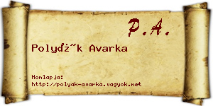 Polyák Avarka névjegykártya